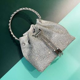 Evening Bags Top-Handle Rhinestones Clutch Women Bag Purses Bucket Ladies Handbag Luxury Designer Diamonds Shoulder Shiny Crystal 2444