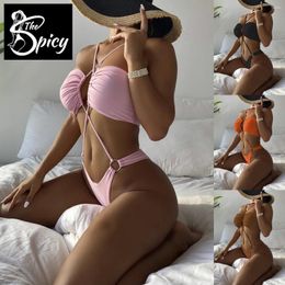 Bras Sets Spicy Girl's String Cross Deep V Bikini One Piece Cut Out Swimwear Eco-Friendly Packing