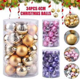 Party Decoration 34PCS Xmas Balls Christmas Tree Small Shatterproof Pendant For Table Bookshelf Fireplace Decor