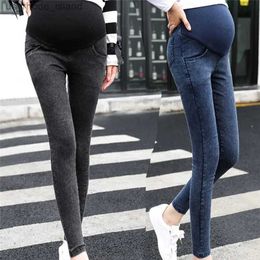 Maternity Bottoms Maternity Pregnancy Skinny Trousers Jeans Pants Elastic Pregnant Womens Feet Stomach Lift Pants Stretch Denim PantsL2404