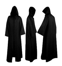 Unisex Halloween Robe Hooded Cloak Costume Cosplay Monk Suit Adult Roleplaying Decoration Clothing Black Brown S2XL Y08275769306
