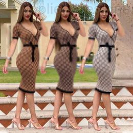 مصمم فساتين مدرج DD9993 أزياء المرأة الرقمية الرقمية الأنيقة V-Neck Sexy Lace Up Mini Dress 6M52