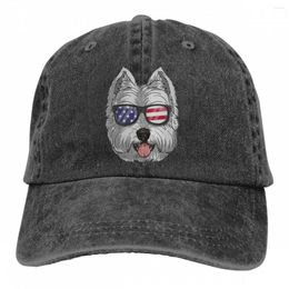 Ball Caps Premium West Highland White Terrier Dog 4th Of July American Westie Adjustable Cowboy Hat