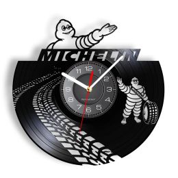 Clocks Tire Rubber Car Wheel Brand Advertising Retro Wall Clock Car Plant Garage Vinyl Album Record Mechanic Man Cave Silent Watches