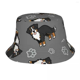 Berets Bernese Mountain Dog Bucket Hat Panama For Kids Bob Hats Outdoor Autumn Fisherman Summer Fishing Unisex Caps