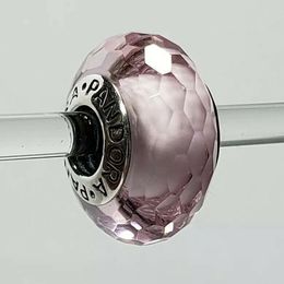 Pink Faceted Glass Pendant 925 Sterling Silver Murano Lighting Suitable for Pendant Beads Bracelet Jewellery 791068 DIY Matching Fashion Beading