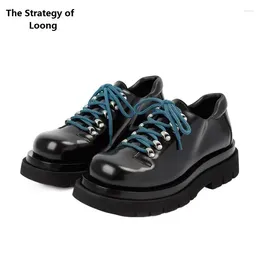 Casual Shoes Spring Autumn British Style Leisure Chunky Bottom Height Increasing Platform Sewing Genuine Leather Men Derby Sneakers