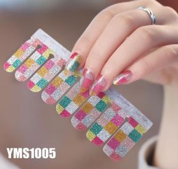 NAS001 16pcs Nail Stickers Set Mixed Glitter Powder Gradient Color Sexy Girl Nail Art Polish Sticker DIY for toe tips and finger t4763052