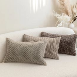 Pillow Light Grey Coffee Color Texture Pillow Covers Modern Light Luxury Simplicity Cushion Cover 30*50 Home Sofa Bedside Pillow Cases