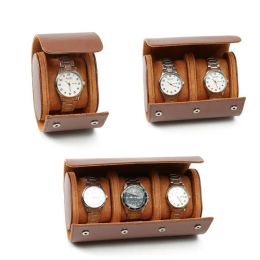 Cases OIMG 3Slot Watch Roll Travel Case Portable Vintage Leather Watch Display Case Watch Storage Box Watch Organisers of Men Gift