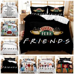 sets Friends Forever Bedding Duvet Cover With 2 Pillows Simple Style Bedding Set Relaxed Soft Queen Size Modern Home Pattern Style