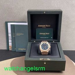 AP Crystal Wrist Watch Royal Oak Series 26240OR Blue Disc 18K Rose Gold Watch Mens Automatic Machine 41mm