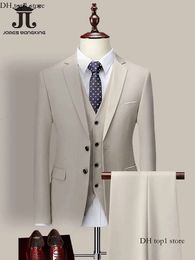 Designer suit Chinese style Men's Suits Jacket High-end embroidery Brand British suit Formal Business Mens Suit Three-piece Groom Wedding Dress Slim fit suit 408