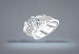 Luxury 1 Carat 2 Carat Moissanite Man Ring Fine Jewelry 925 Sliver Wedding Infinity Rings35504904381052