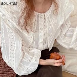 Women's Blouses French Style Shirts For Women Long Sleeve Spring Autumn Clothing Solid Elegant Design Young Streetweat Fashion Soft