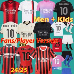 2023 2024 GIROUD PULISIC soccer jerseys IBRAHIMOVIC TOMORI GIROUD OKAFOR Ac fourth Player fans Version shirt 23 24 25 4th font THEO RAFA LEAO Kids Kit uniform