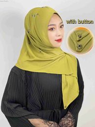 Hijabs Muslim Hijab Diamond High Elasticity Solid Colour Hijab Islamic Scarf Ready To Wear Turban Pleated Hijab Head Wraps d240425