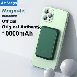 Mask Amsengo 10000mah Portable Magnetic Wireless Power Bank Mobile Phone External Battery for Iphone 13 13pro 12 Max Mini Powerbank