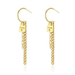 Dangle Earrings Wild & Free Trendy Hollow Love Heart Padlock Stainless Steel Drop For Women Gold Colour Long Chain Jewellery