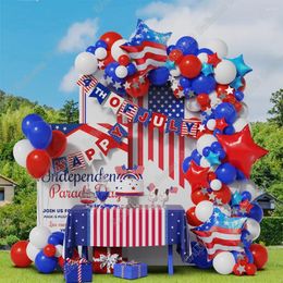 Party Decoration 127pcs Red White Blue Balloon Garland Arch Kit For USA Independence Day Decorations American 4th Of July Air Globos