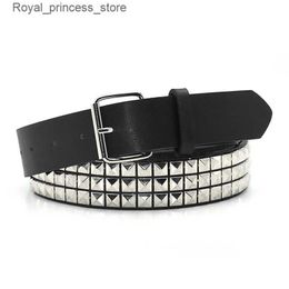 Belts 1 fashionable rivet strap mens and womens screw strap punk rock strap pin buckle straight black 2023 new model Q240425