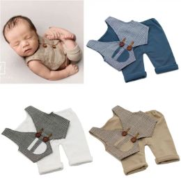 Photography Newborn Photography Costume Props Baby Boy Vest + Pants Baby Clothes for Photo Shoot Picture Accessories Bebe Gentleman Outfit