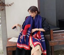 2019 Autumn Winter Square Wool Scarf Women Cashmere Scarves Wide Lattices Long Shawl Wrap Blanket Woman Designer Warm Tippet6416880