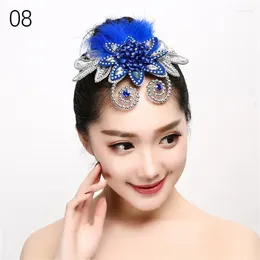 Hair Clips Kids Dance Latin Feather Headdress Stage Performance Head Flower Women Girls Headband Bridal Jewellery