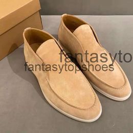 Loro Piano LP LorosPianasl Suede Couple Casual Shoe Mens Slip-on High Top Walking Flats Ankle Boot Luxury Designer Desert Boots Factory