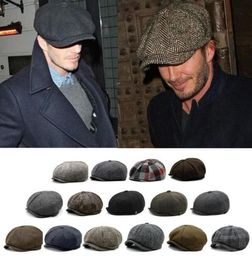 Peaky Blinders Hat Newsboy Flat Cap Classic Herringbone Tweed 100 Wool Baker Boy Gatsby Vintage 8 Panel Hat3322967