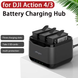 Accessories Charging Hub For DJI Action 4/Action 3 Battery Charger Fast Charging Hub with Cable for DJI Osmo Action 4/3 Camera Accessories