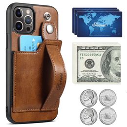 TPU Phone Case for Iphone 15 Pro max with Card Holder and Wrist Strap