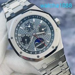 AP Movement Wrist Watch Royal Oak 26609Ti Calendar Limited Edition Titanium Automatic Mechanical Mens Watches With 41mm Moon Phase Display Warranty
