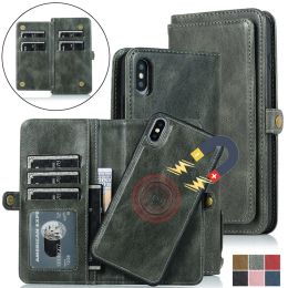 Cases Magnetic Flip Leather Case For iPhone 15 Pro Max 14 Plus 13 12 11 X XS XR SE 2022 8 7 6 Book Wallet Multi Card Cover Coque Etui