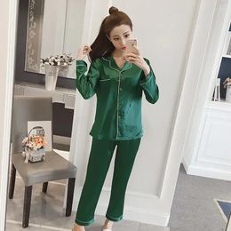 Women's Sleepwear Plus Loungewear Set Satin Clothes Pijima Home 2024 Pieces Pyjamas Soft Turn-down 2 Casual Size Collar Silk