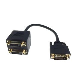 new 2024 1x2 DVI Splitter Adapter Cable 1-DVI Male To DVI24+1 Female 24K Gold Connector for HD1080P HDTV Projector PC Laptopfor DVI Male to