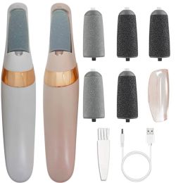 Massager Electric Foot File Grinder Dead Dry Skin Callus Remover USB Rechargeable Feet Pedicure Tool With 2 Replaceable roller heads