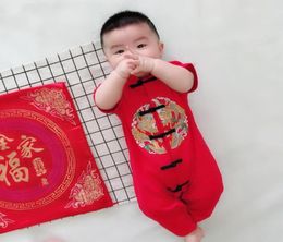 baby clothes Chinese style baby suit Newborn Infant Girls Boys New Year Embroidery Romper Jumpsuit Outfits 3N273693305