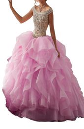 The new pink tutu adult Quinceanera Dresses size can be Customised back strap collar wrapped in gauze dress bag mail leaf shoulder1042351