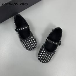 Girls Shoes Spring Autumn Kids Fashion Brand Mary Jane Dress Dance Ballet Princess Show Flats Sandals Toddler Crystal Soft Sole 240419