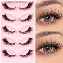 False Eyelashes New Cats Eye 3D Mink Eyelash Curled Wings with Natural Chaotic Ends Elevated Thick Soft Q2404251