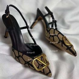 with Box Vltn Shoes Women Shoes Designer Sandals Slippers High Heels Shoes Brand Buckle 4cm 6cm 8cm 10cm Thin Heels Pointed Toe Black Nude Red Bottoms Shoes 90kk