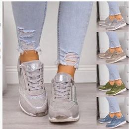 Fitness Shoes Women Wedges Sneakers Vulcanize Sequins Shake Fashion Girls Sport Woman 35-43