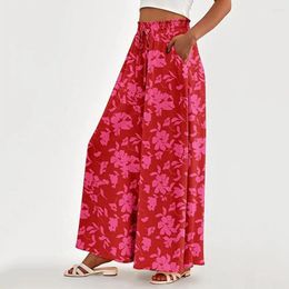 Women's Pants Casual Wide-leg Trousers Stylish Wide Leg Palazzo With Pockets For Lounge Beach Wear High Waist Leisure