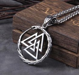 Never Fade Men Stainless Steel Viking Selfdevourer Ouroboros Valknut Amulet Dragon Pendant Necklace With Vikings Wooden Box Neckl5890548