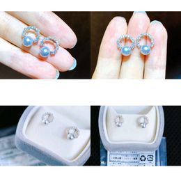 22091806 Diamondbox - PEARL Jewellery Earrings Ear Studs Sterling Sier Circle Akoya 5-6 Mm Classic Round Rhinestone Zircronia Simple Gift Idea Original Quality