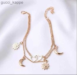 Charm Bracelets Simple Tassel Double Star Pearl 8 Word Female Anklet Barefoot Crochet Sandals Foot Jewellery New Ankle Bracelet Female Leg Chain