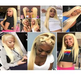 613 Blonde Virgin Human Hair Lace Front Wigs Honey Blond Straight Lace Front Wigs For Women4904345