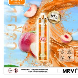 Original MRVI Shisha Hookah Puff 15K 15000 Puffs Disposable Vape E Cigarette 24ml Prefilled Pod Carts Rechargeable 600mAh Battery DTL Vaping Style Pen