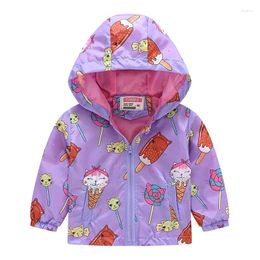 Jackets Girls Jacket Spring Autumn Children's Fashion Cartoon Hooded Coat Thin Kids Windbreaker Outerwear 2-8 Year